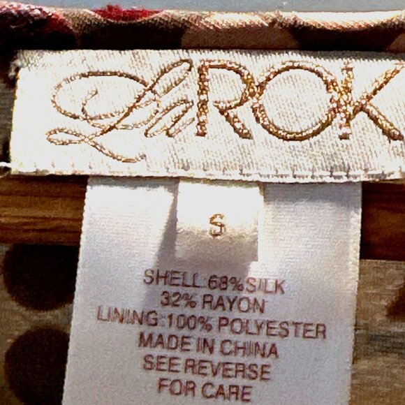 LaRok Silk Blend Tunic Dress Velvet Dot Ruched Sheer Sleeve Boho Chic Size Small - Picture 8 of 10